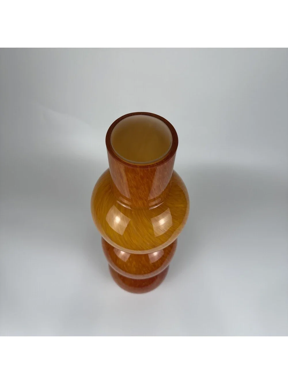 Global Views Orange Encased Art Glass Vase Triple Gourd Blown Glass 18.5” Heavy